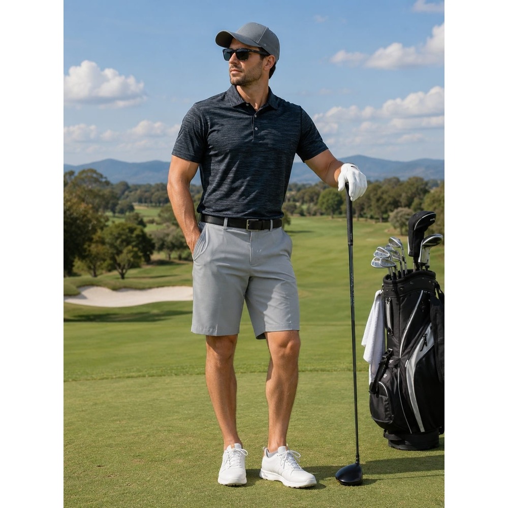 Nike Mens Size 34 Gray Golf Shorts Dri Fit Stretch Flat Front Performance Casual